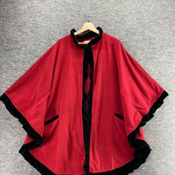 LeModa Jacket Women M Medium Red 3/4 Sleeve Fleece Open Front Pockets Casual - Picture 3 of 7